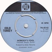Cold Turkey record label on Pye (1972)