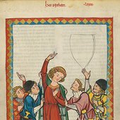 Neidhart portrayed in the Codex Manesse, about 1300