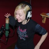 Lora in Vocal Booth in Temple Lane Studios