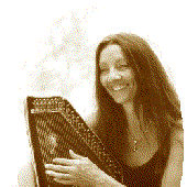 Ageha playing the swarmandal harp: