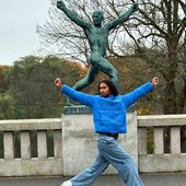 Forest in front of statue