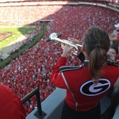 Battle Hymn soloist looking over Dooley Field