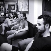 Cheesy picture of Genius Christ inside of a Starbucks