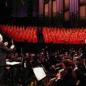 Walter Cronkite conducting the choir