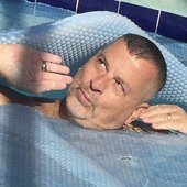 Manny in his pool, in Florida
