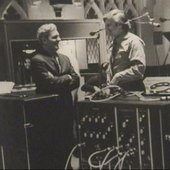 Gershon (right) with Bob Moog in 1970.