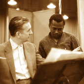 Miles Davis and Gil Evans in the studio.