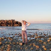 The artist at the beach