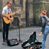 James Moss busking @ Fringe Festival