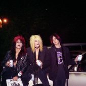 Sunset Blvd Hollywood CA. L-R. Traci Michaelz (Tragedy), Jamie Shane(Tragedy), Bang(Never on Sunday, Tragedy)