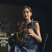 Martina Bárta with a horn