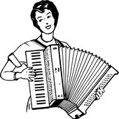 "Accordionist girl" art.