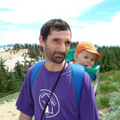 Andy and Louis in Lassen State Park, NoCal