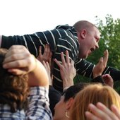 Crowd surfing!.