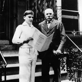 Violinist Sir Yehudi Menuhin and composer Sir Edward Elgar in 1933