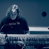 Steve Roach during soundcheck at SoundQuest in 2010, Tucson, Arizona. Photo by ometmoth Sight & Sound / Adam Fleishman