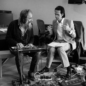 Nick Cave and Warren Ellis working on the  Carnage album