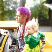 Genesis P-orridge with their daughter in New York