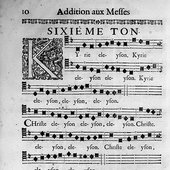 One page of the Additions aux messes... dated 1707 (Paris BNF).