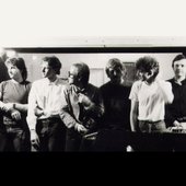 3D A Fish In Sea at the Open Eye Studios in Liverpool during an early recording session. From left to right: Richie Holmes, Roy Campbell, Riff, Fred Palethorpe, Phil Martin & Steve Spurgin