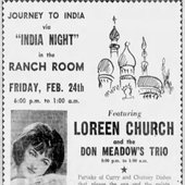 Journey to India night in the Ranch room Feb 24 1967 Loreen Church with Don Meadows Trio