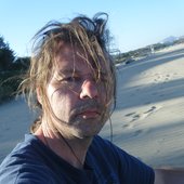 Me at a windy beach in 2010 / Fuerteventura