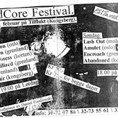 Flyer fra hardcore festival i Kongsberg 11.02.95