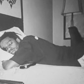 Innersoul in 1996 sleeping after a long flight from Japan