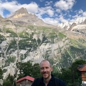 William Fields in front of mountains