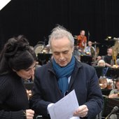 Hiba Al Kawas & Jose Carreras during rehearsals 2006