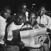 The Prisonaires posed with sheet music of their first hit song, Tennessee, 1953.