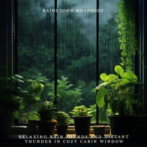 “Relaxing Rain Sounds and Distant Thunder in Cozy Cabin Window”的封面