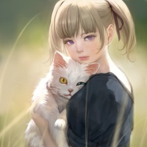 Изображение для 'a girl and a cat'