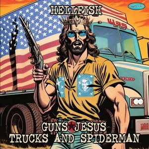 Image pour 'Guns Jesus Trucks And Spiderman'